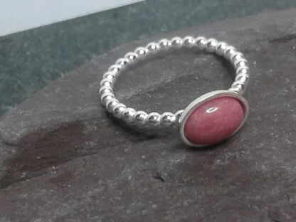 Skinny stacking rings - rhodonite