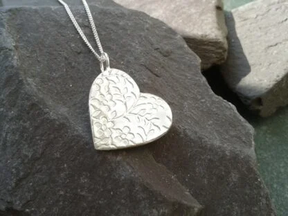 floral silver heart pendant