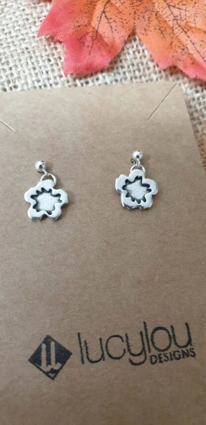 Silver Hibiscus earrings