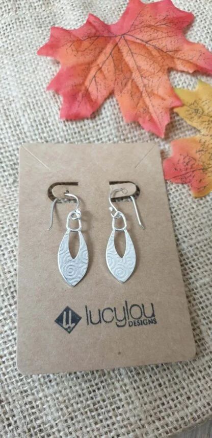 Silver Spiral Patterned Drop Earrings