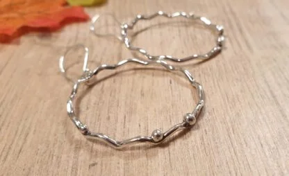 Wavy Silver hoop earring