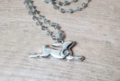 Labradorite necklace hare